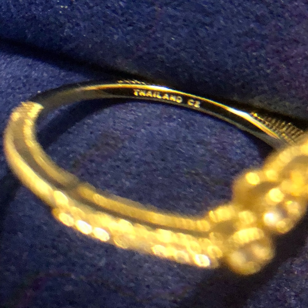 Judith Ripka Sterling Silver & 14kt Gold Clad 3 piece ring set. Size 8. - Picture 4 of 8